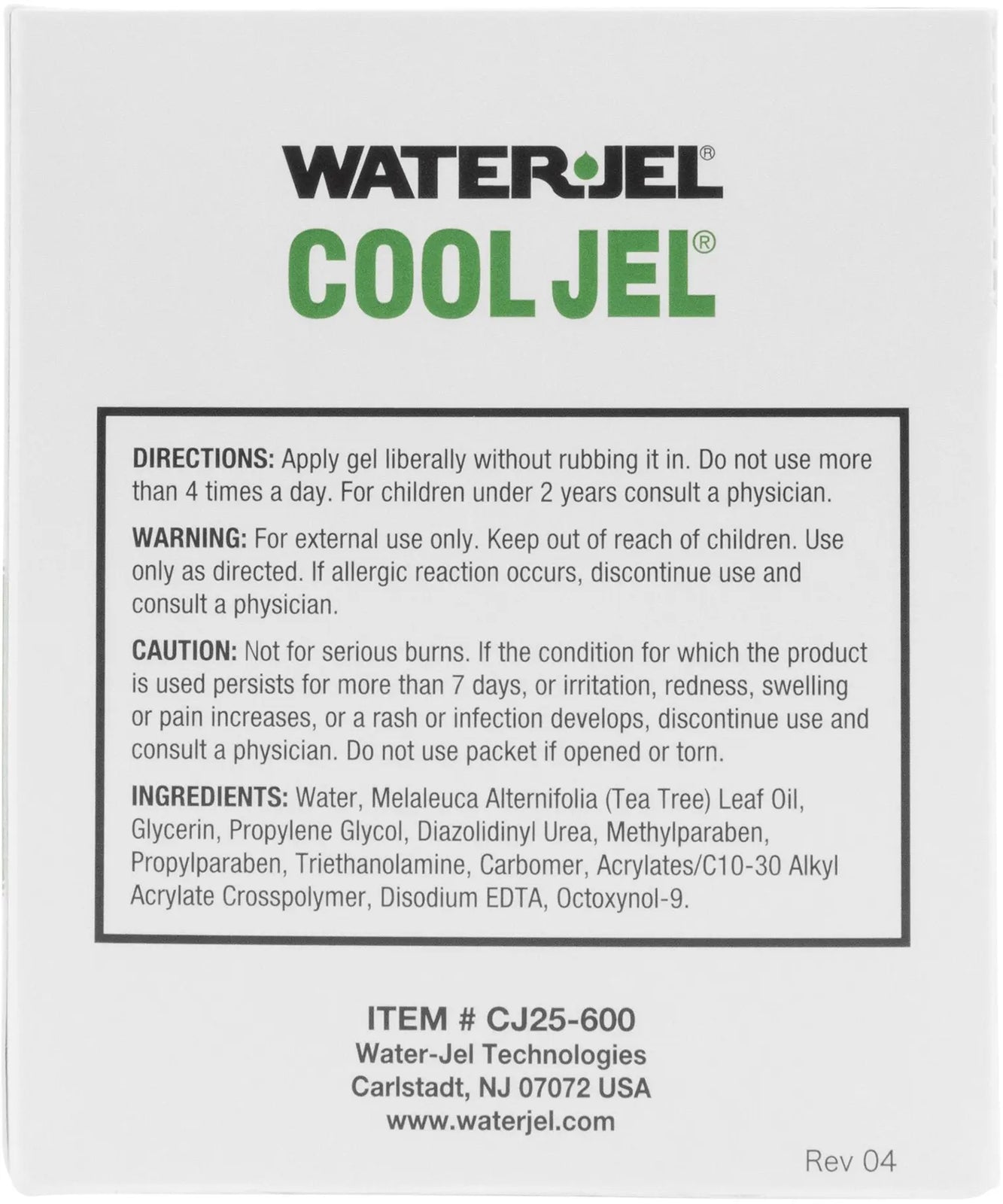 Water Jel Cool Jel Burn Relief
