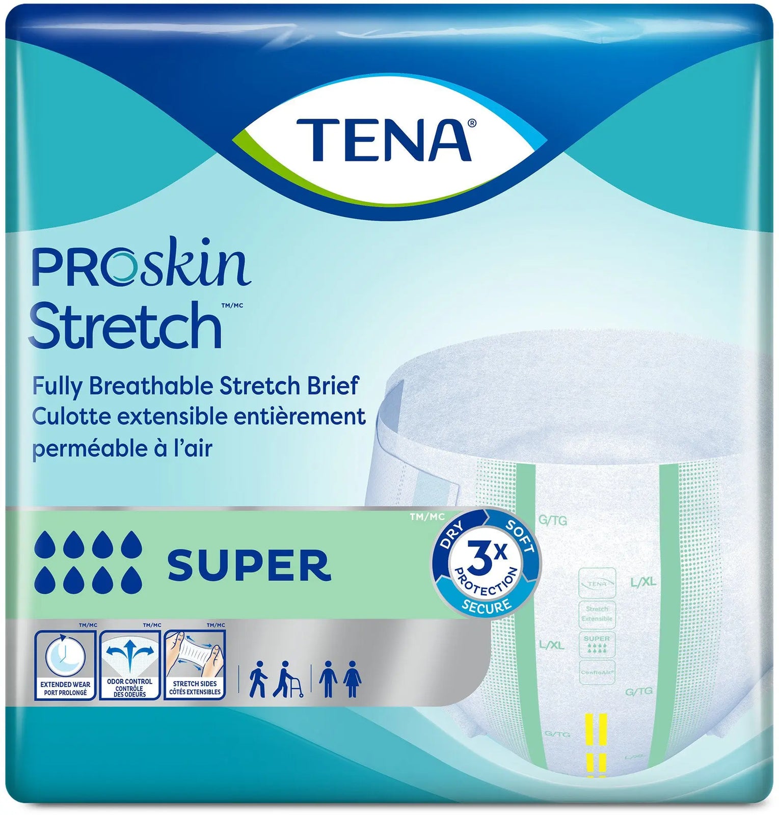 TENA ProSkin Stretch Super Unisex Adult Incontinence Brief