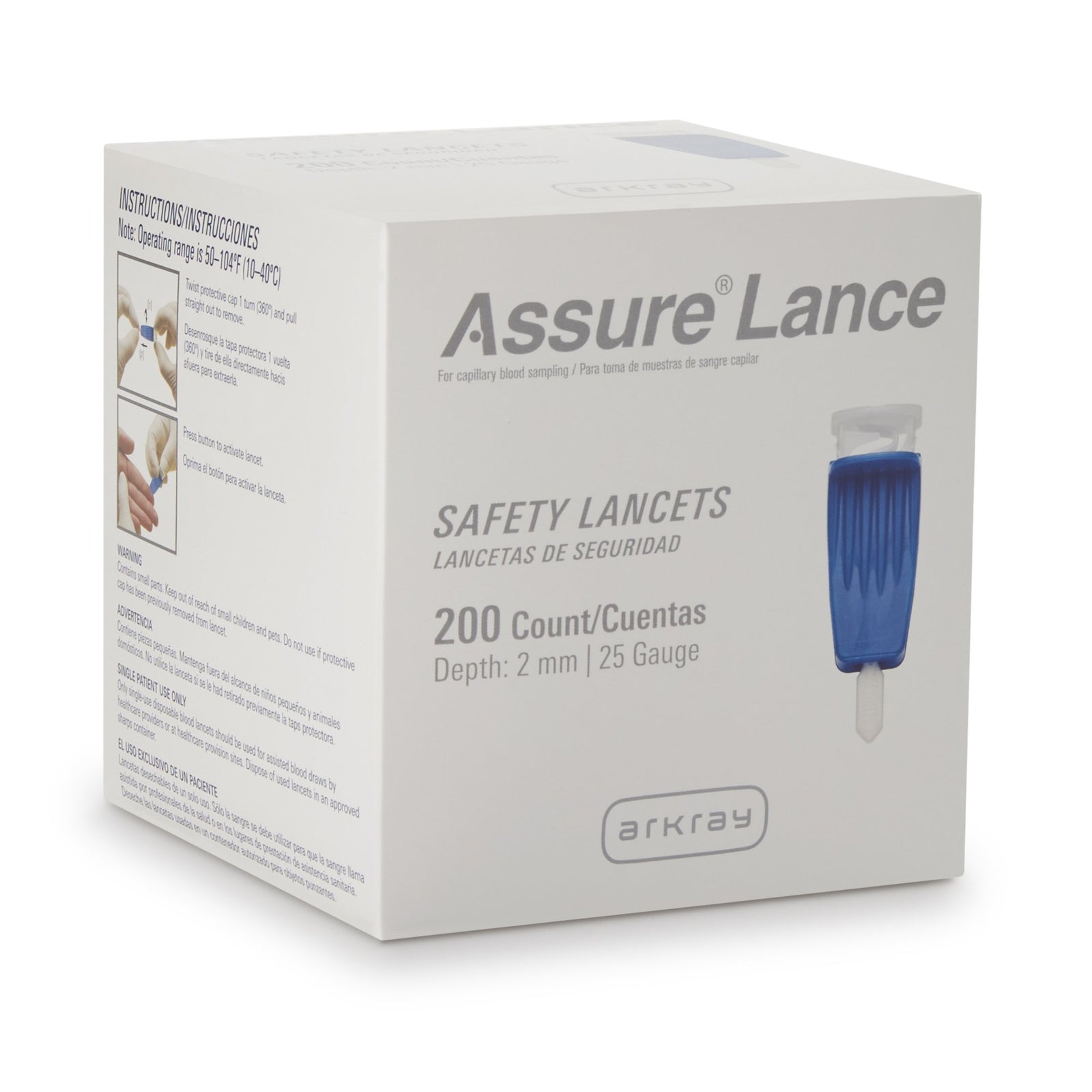 Arkray Assure Lance Safety Lancet, 25 Gauge, 2.0 mm Depth