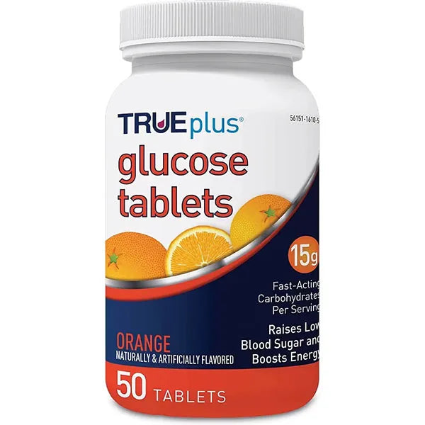 TRUEplus Orange Glucose Tablets, 50 Count