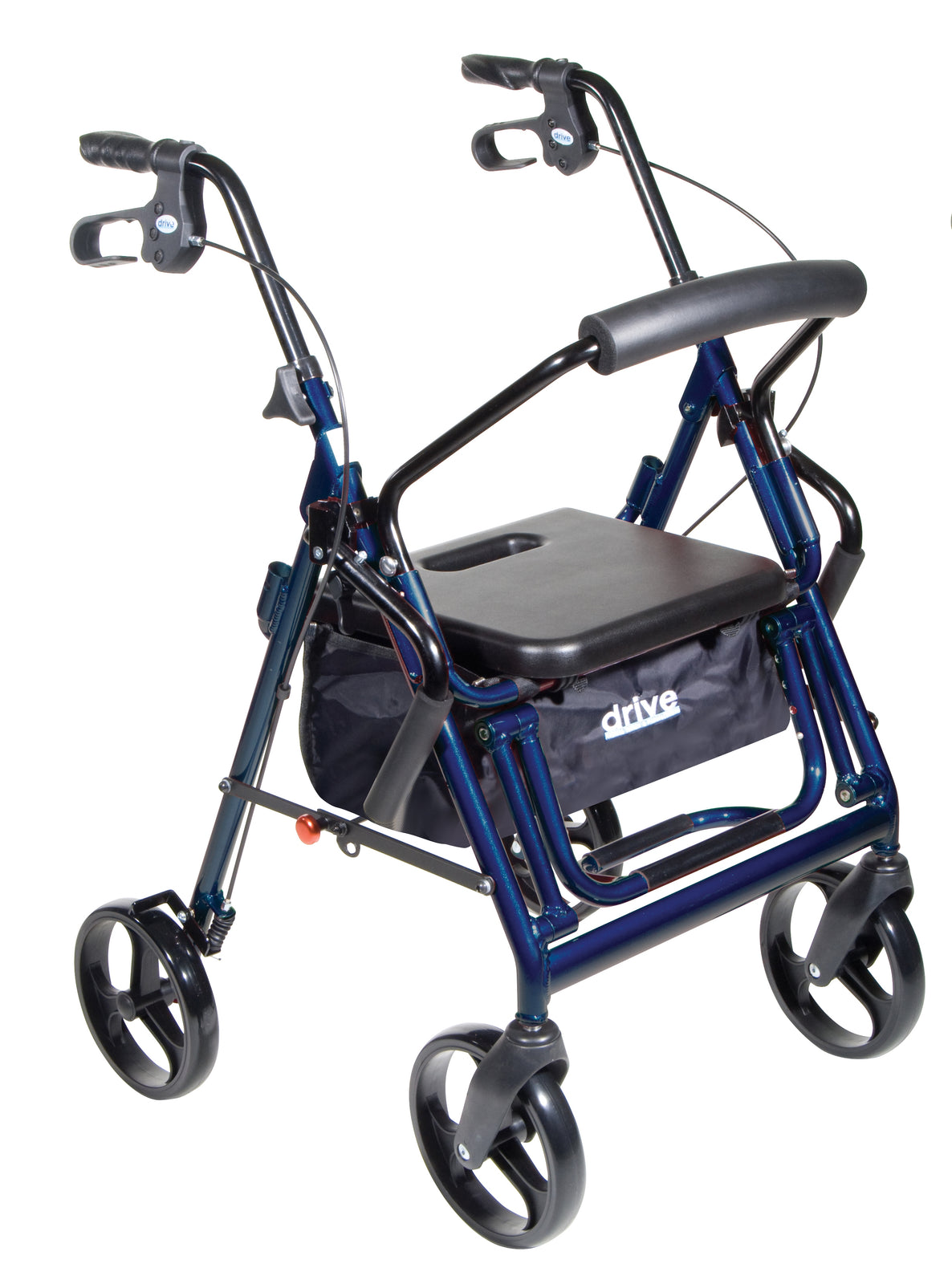 Drive™ Duet Black Adjustable Height 4-Wheel Rollator Transport Chair
