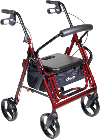 Drive™ Duet Black Adjustable Height 4-Wheel Rollator Transport Chair