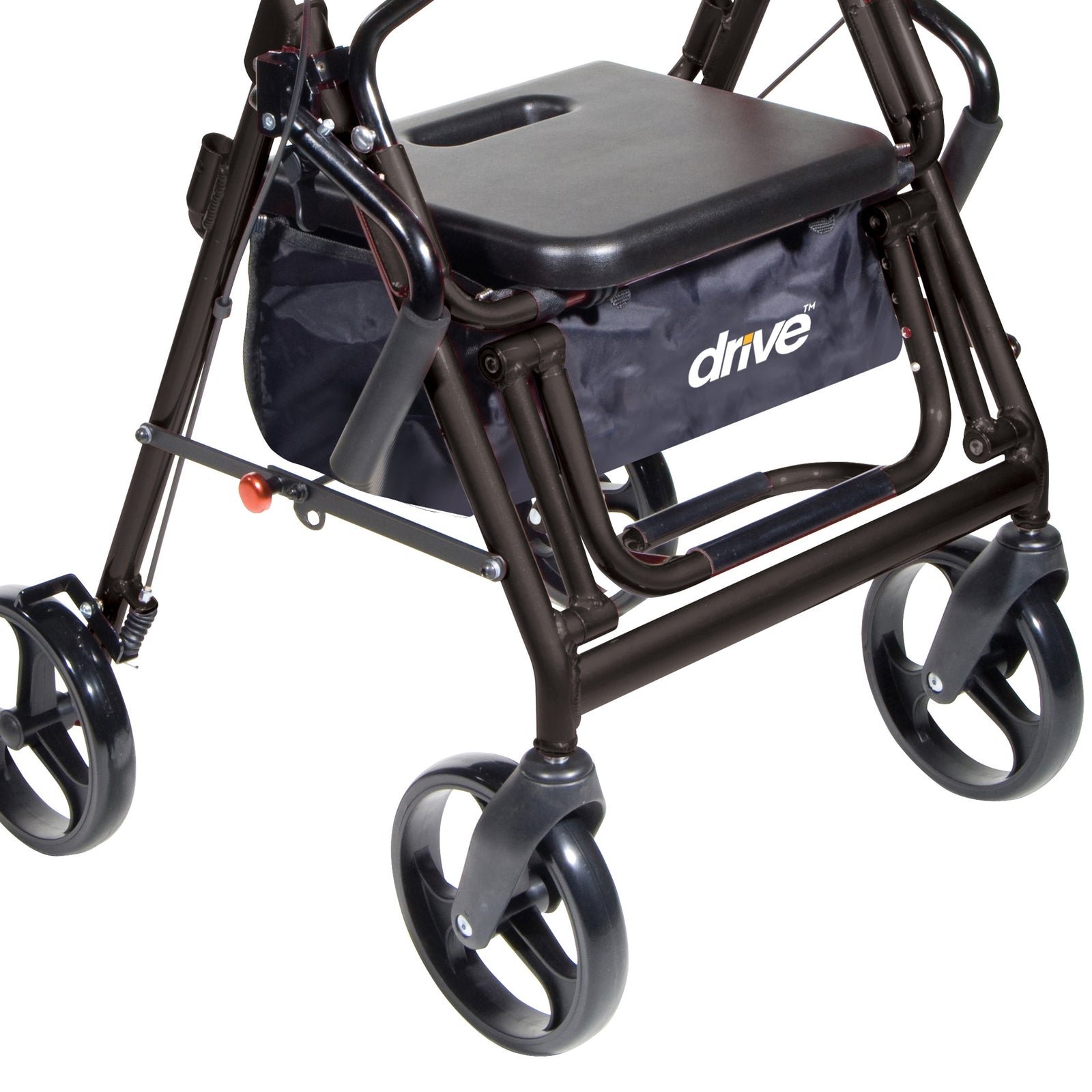 Drive™ Duet Black Adjustable Height 4-Wheel Rollator Transport Chair