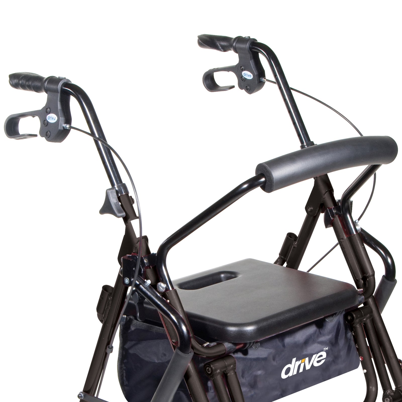 Drive™ Duet Black Adjustable Height 4-Wheel Rollator Transport Chair