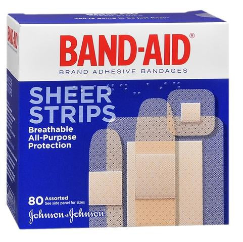 Band-Aid® Plastic Sheer Adhesive Strips - Assorted Sizes Sterile