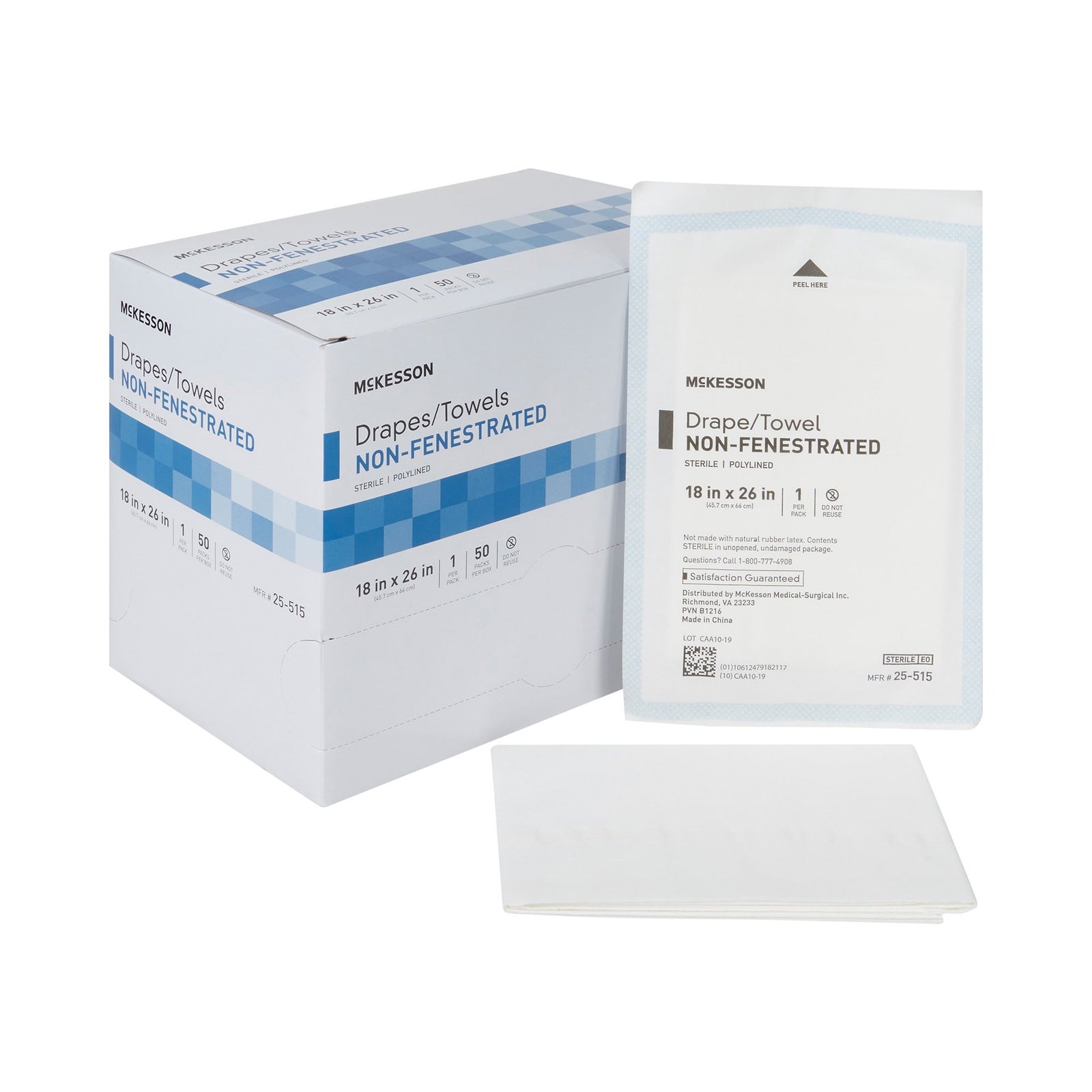 McKesson Poly Lined Towel Drape 18" x 26" Sterile