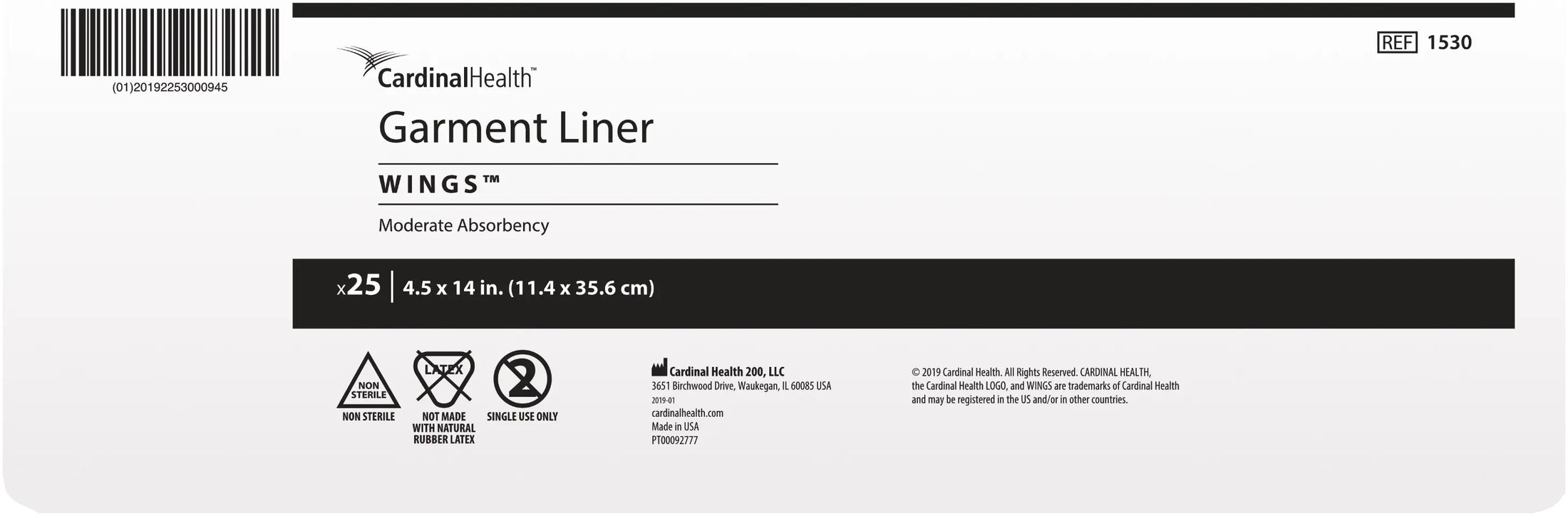 Cardinal Health Garment Liner Wings - Incontinence Pads