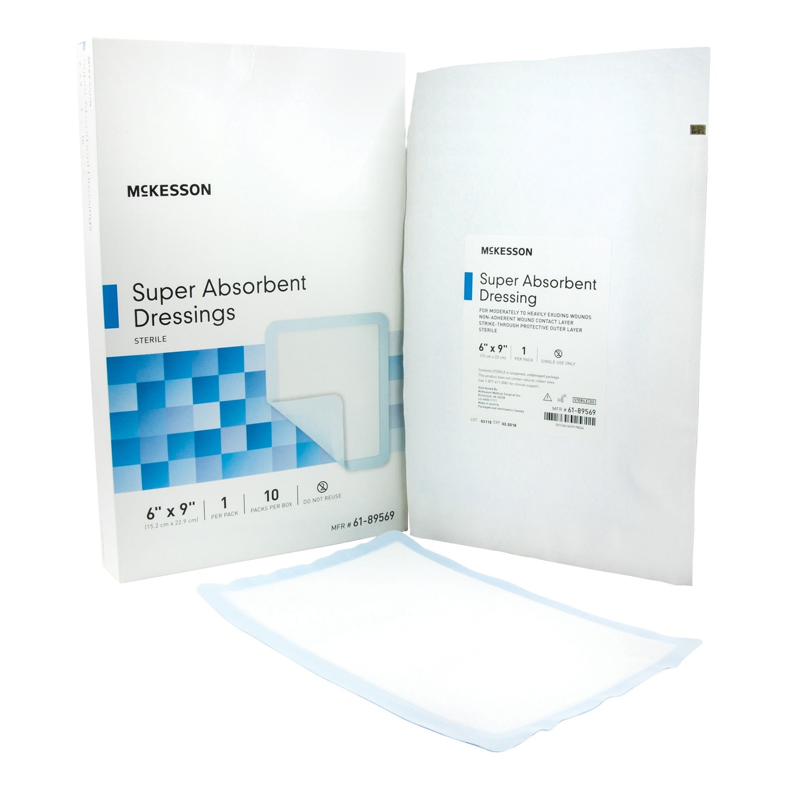 McKesson Super Absorbent Dressing 6 x 9 Inch