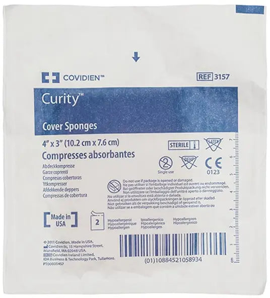 Cardinal Health Curity Sterile Cover Sponge, 3" x 4" & 4" x 4"