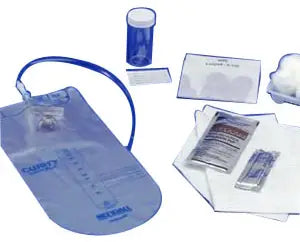 Cardinal Health Red Rubber Closed Catheter Tray with Nitrile Gloves and 1500 mL Bag