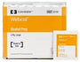 Cardinal Health Webcol alcohol prep pads box, large 2-ply, made in USA, shown beside a single individually wrapped 70 percent isopropyl alcohol pad