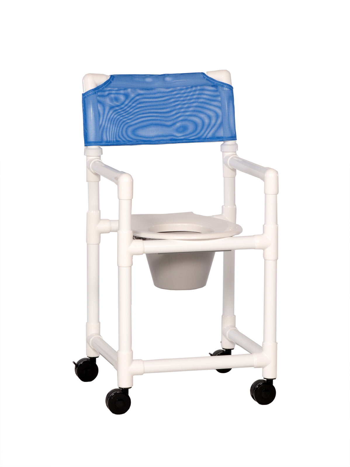 ipu® Standard Commode Shower Chair with Fixed Arms, 20-1/2 Inch Seat Width, 300 lbs Capacity