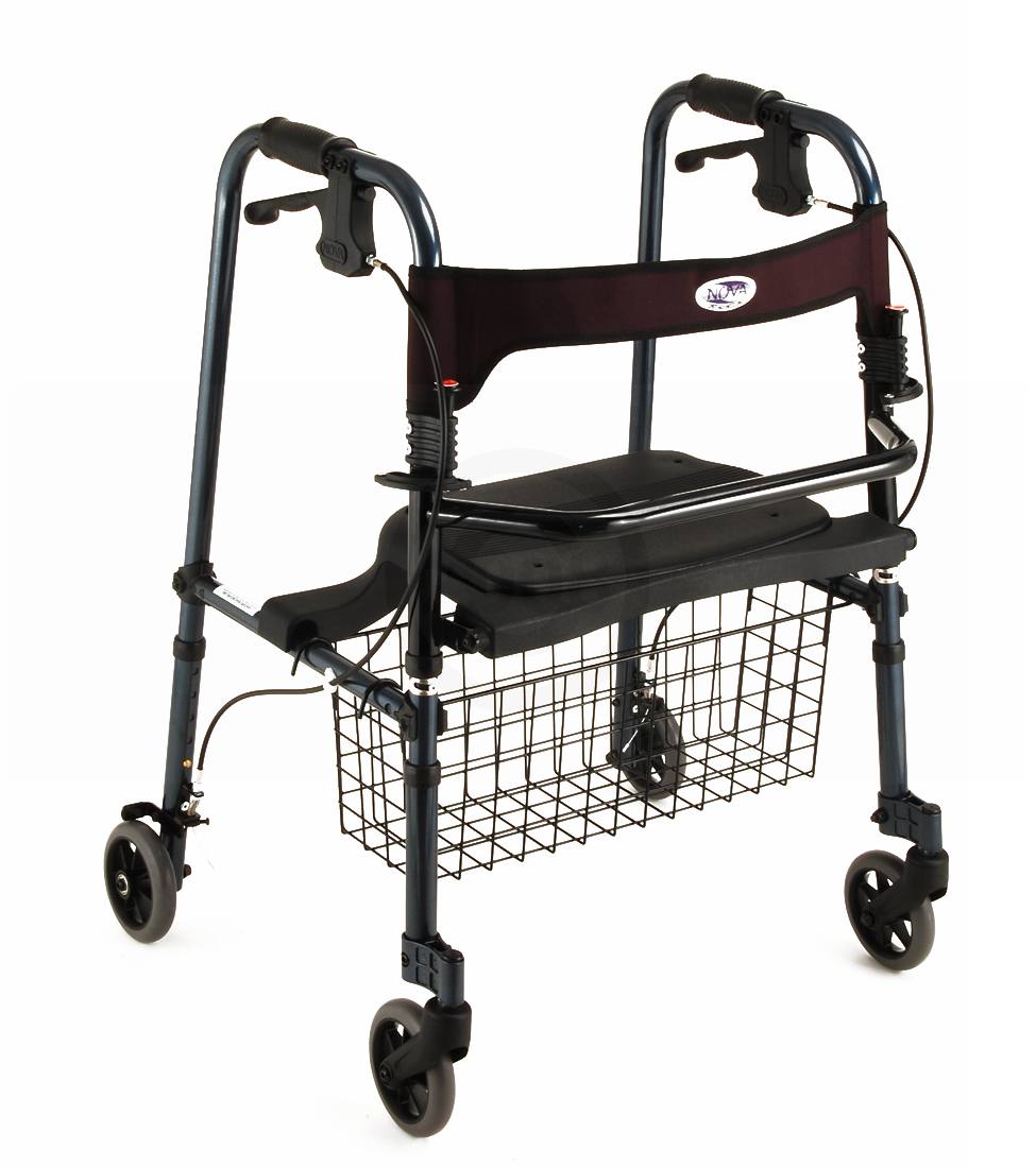 Cruiser De-Light Blue 4 Wheel Rollator Walker with Adjustable Height