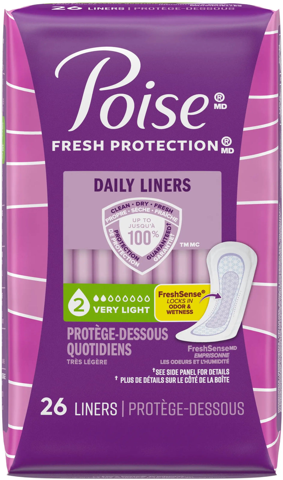 Poise Pantyliners Very Light Absorbency 7-1/2" Regular