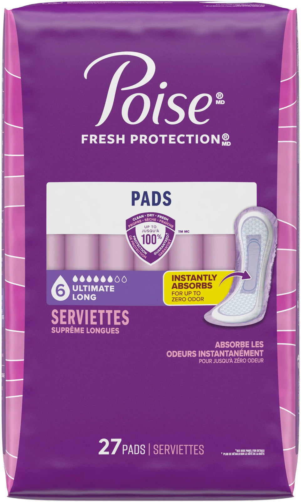 Kimberly-Clark Poise Incontinence Overnight Pads, Ultimate Absorbency, Long, 27 Count