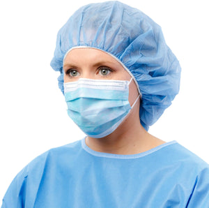 Cardinal Health Level 3 Procedure Mask with Anti-Fog Foam, Ear Loops, Mediterranean Blue, Latex Free image