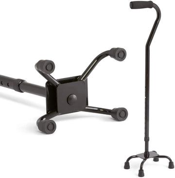 Medline Guardian Aluminum Large Base Quad Cane, Chrome