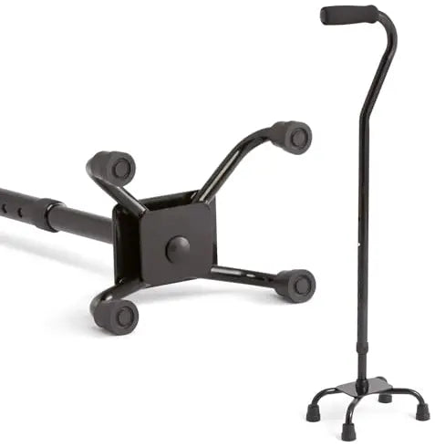 Medline Guardian Aluminum Large Base Quad Cane, Chrome