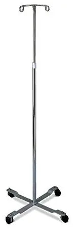 Medline Standard IV Pole with 2 Hooks