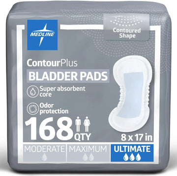 Medline ContourPlus Bladder Control Pad, Ultimate, Disposable, 8