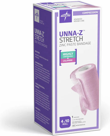Medline Unna-Z Zinc Oxide Paste Stretch Elastic Bandage, 4
