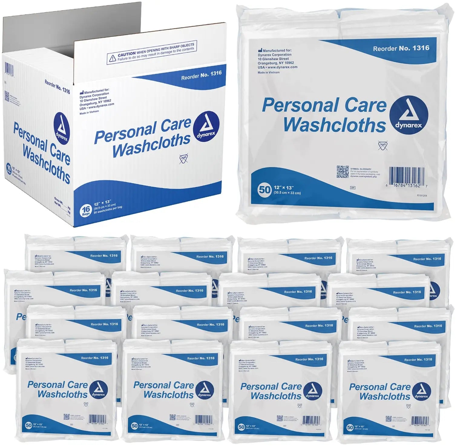 Dynarex Personal Care Dry Wipe Washcloth 12x13