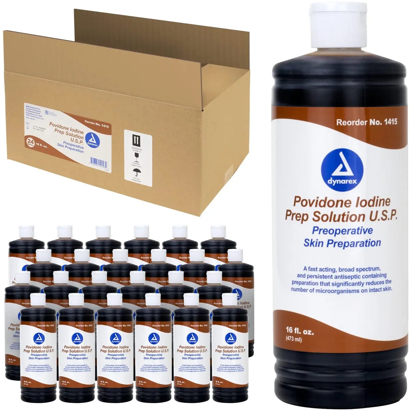 Dynarex Povidone Iodine Prep Solution 16 oz Bottle