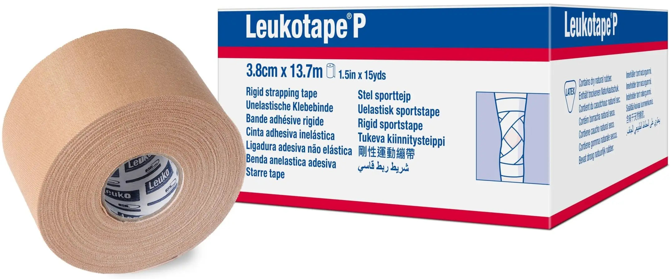 Leukotape P Heavy-Duty Rigid Strapping Sports Tape 1-1/2" x 15 yds
