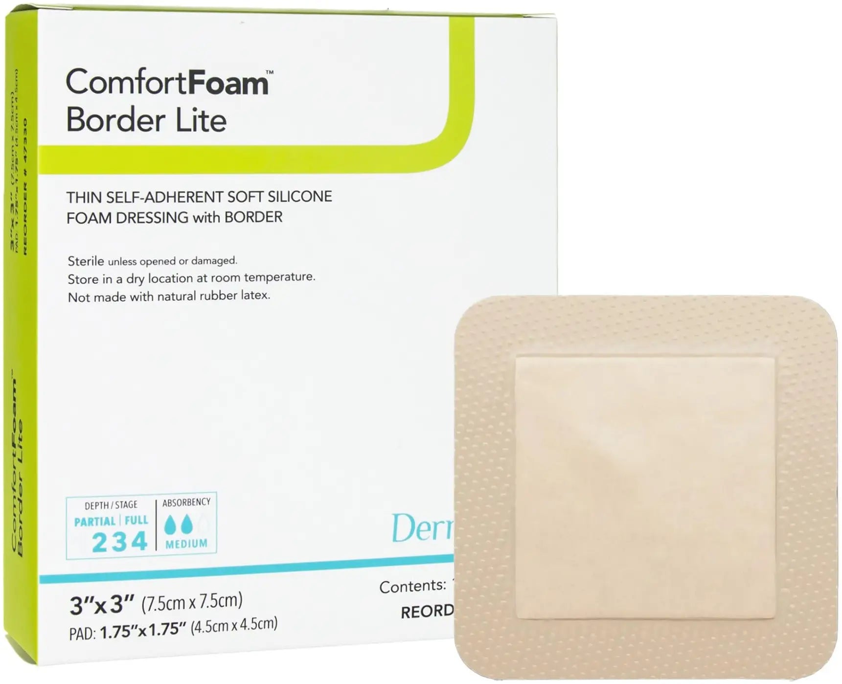 DermaRite Silicone Foam Border Lite Dressing
