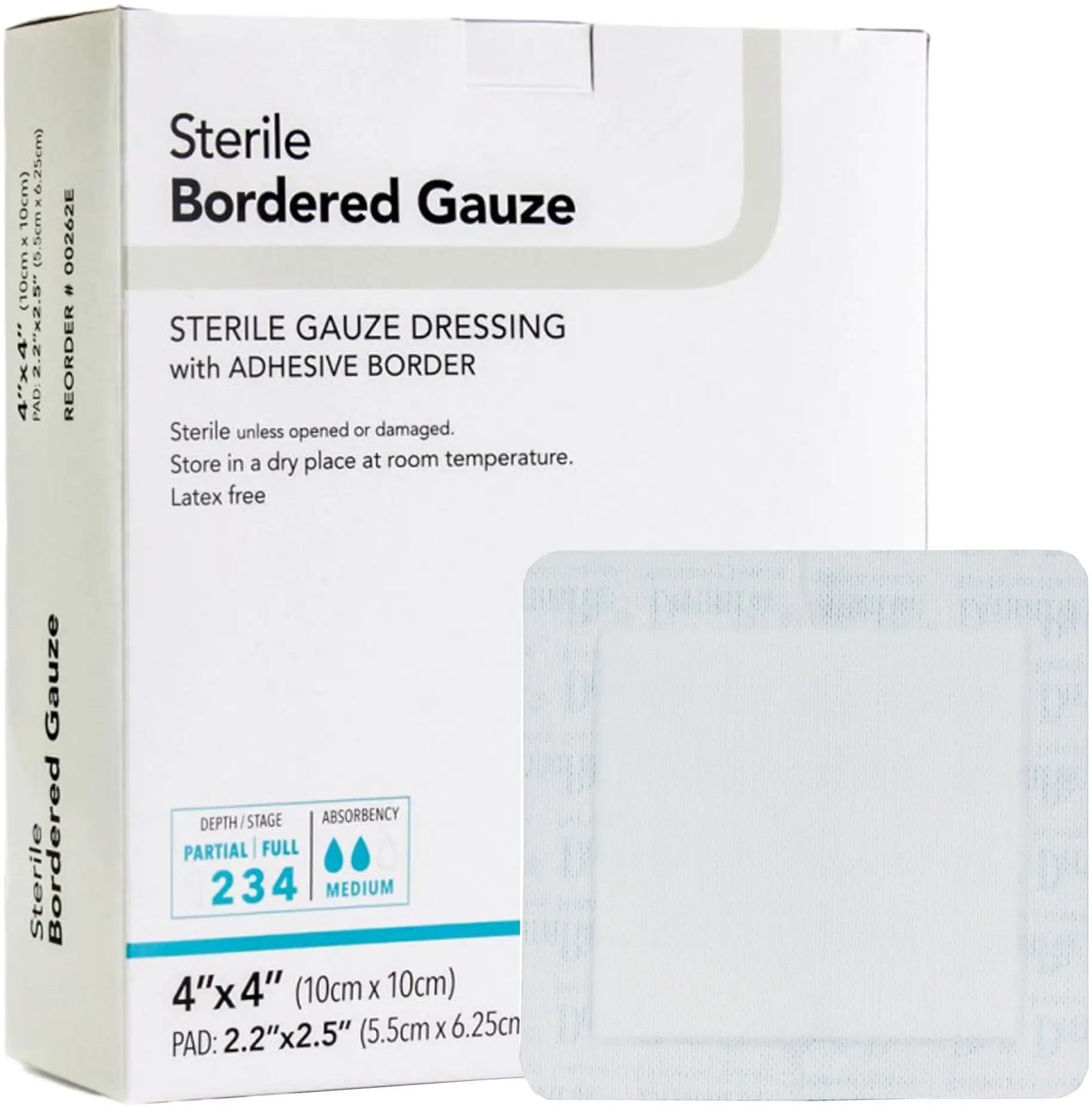 DermaRite Sterile Border Gauze Dressing, 4" x 4"
