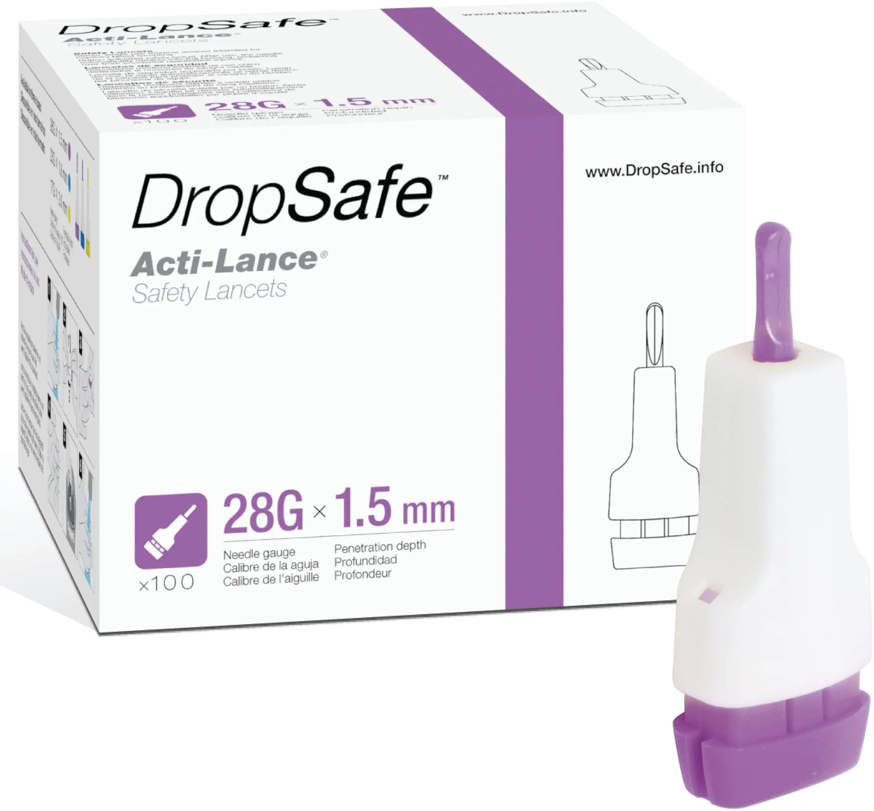 DropSafe Acti-Lance Lite 28G Safety Lancets