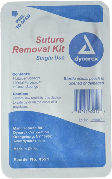 Dynarex Suture Removal Kit with Littauer Scissors and Metal Forceps