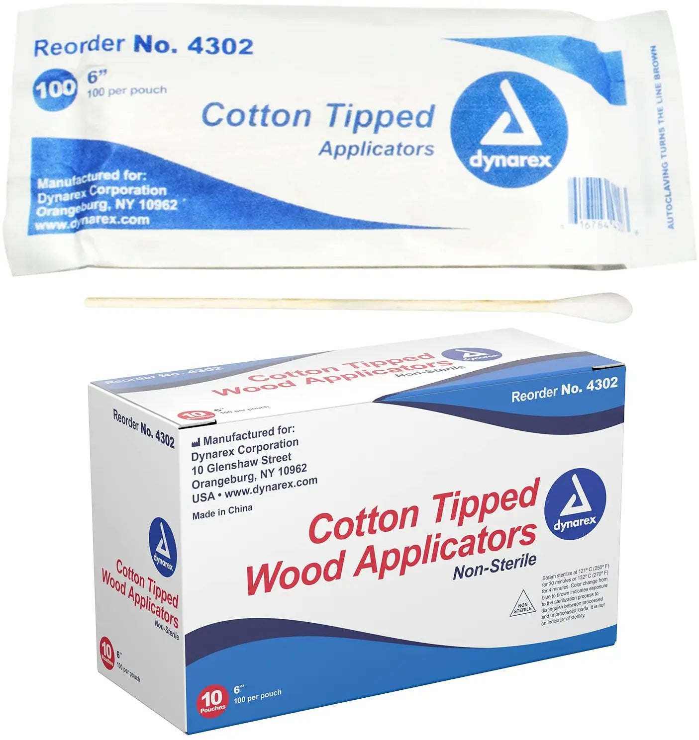 Dynarex Cotton Tipped Applicator 6-inch Wood Handle
