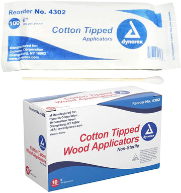 Dynarex Cotton Tipped Applicator 6-inch Wood Handle