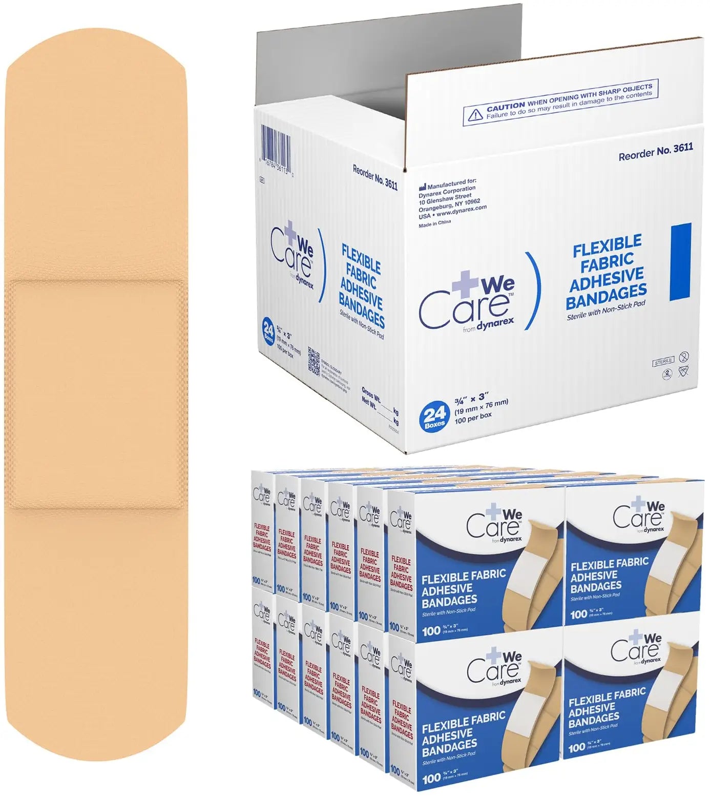 Dynarex Flexible Fabric Adhesive Bandage 3/4" x 3"