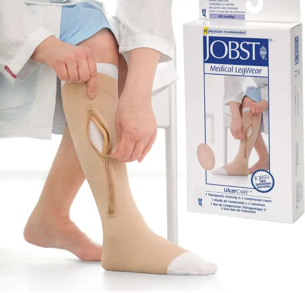 BSN Jobst Zippered Knee-High Compression Stockings