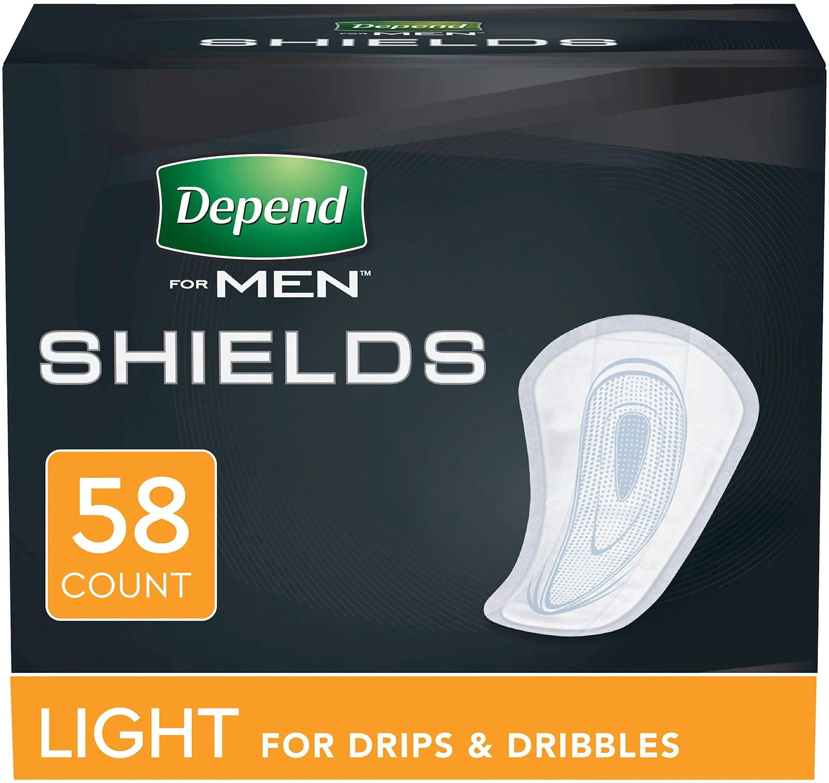 Depend Shields For Men Light Absorbency Incontinence Pads, One Size Fits Most