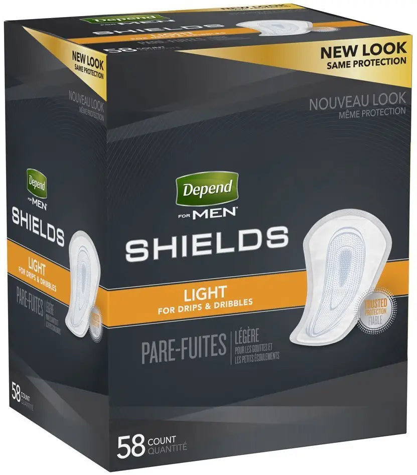 Depend Shields For Men Light Absorbency Incontinence Pads, One Size Fits Most
