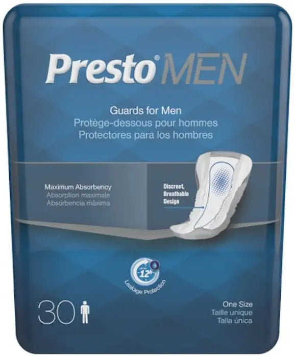 Presto Guards Maximum Absorbency Incontinence Pad for Men, 12 Inch