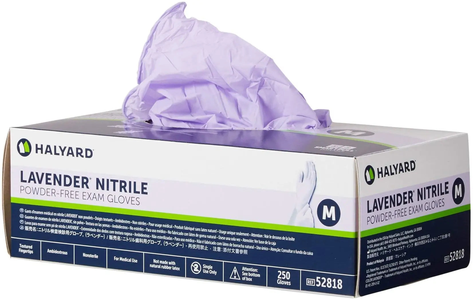 Halyard LAVENDER Nitrile Exam Gloves, Medium