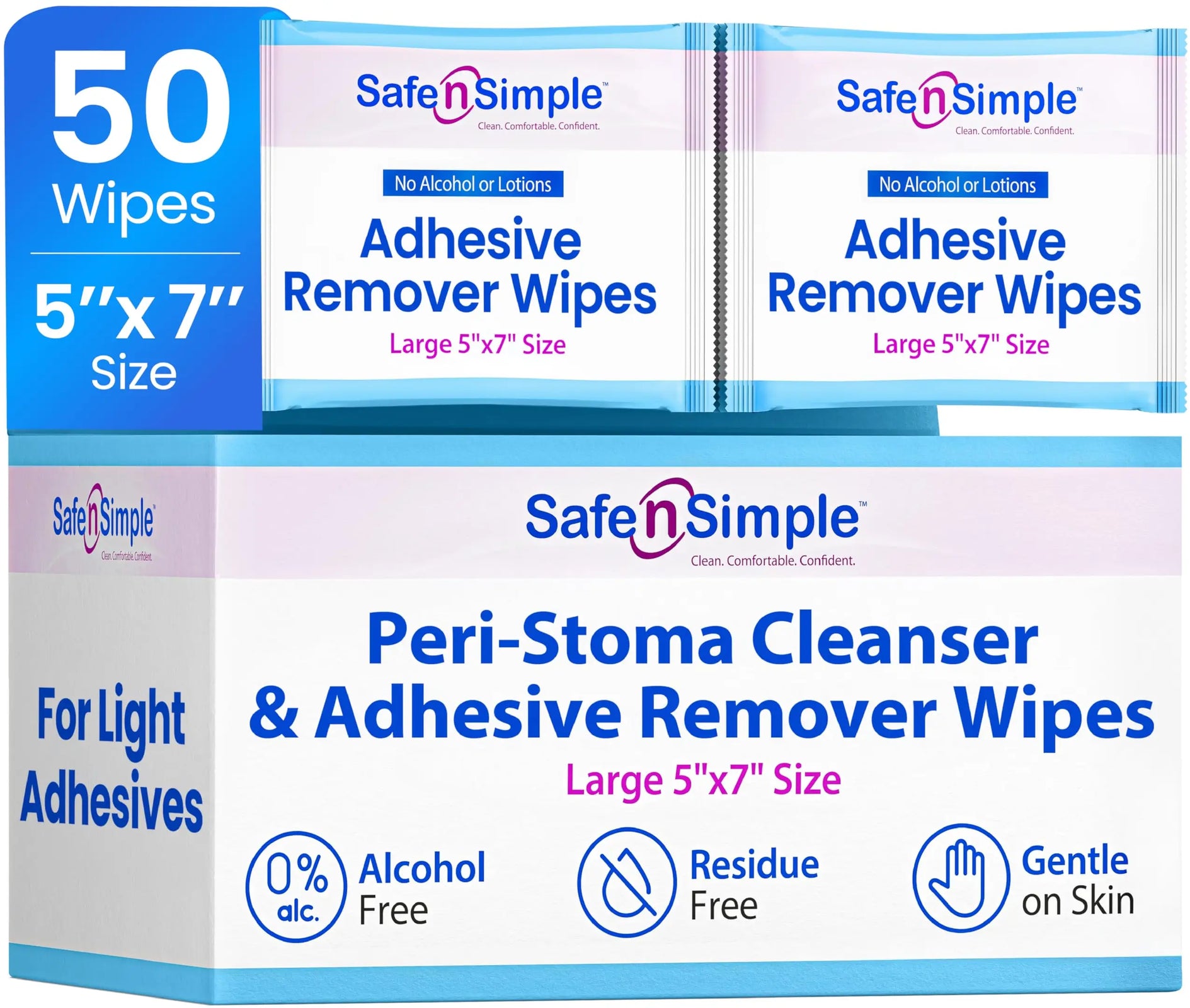 Safe N Simple Peri-Stoma Cleanser and Adhesive Remover Wipes