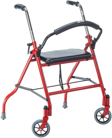 Drive Medical Two Wheeled Walker with Seat - Red