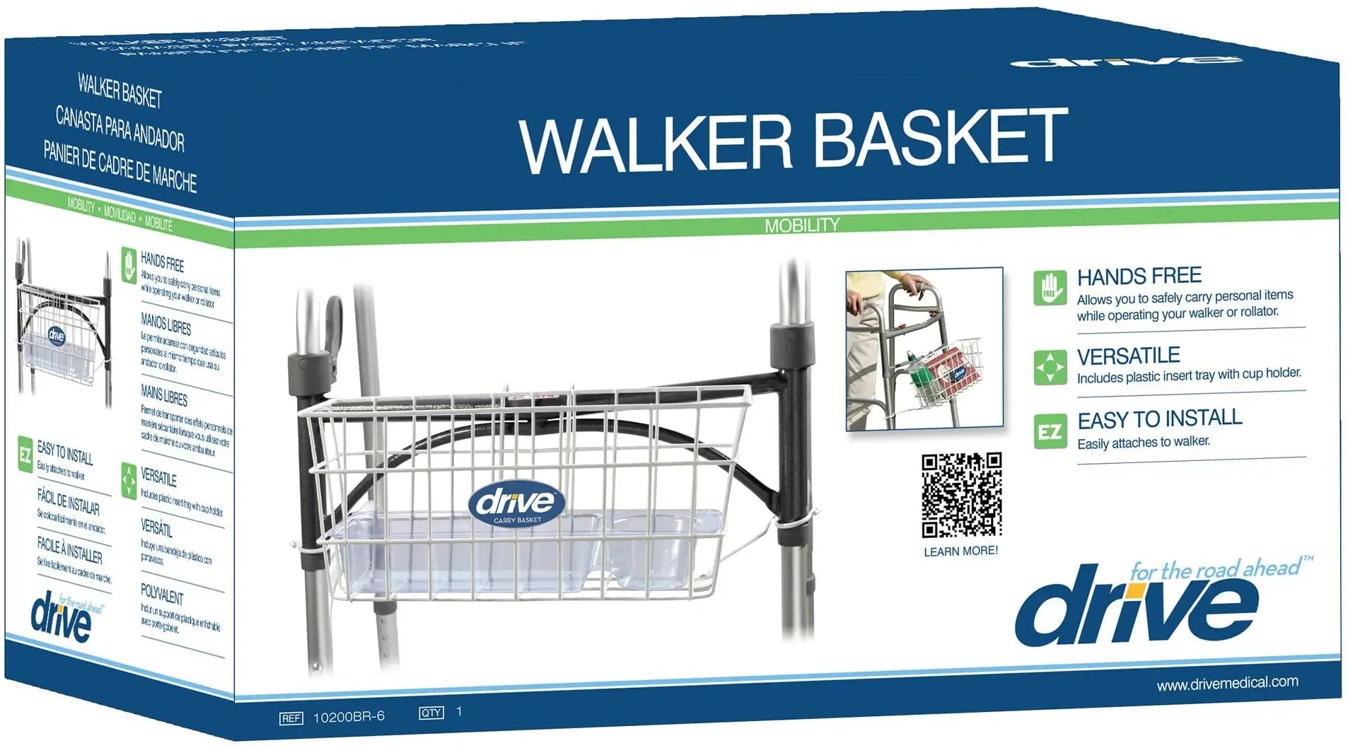 Drive Medical Walker Basket with Cup Holder
