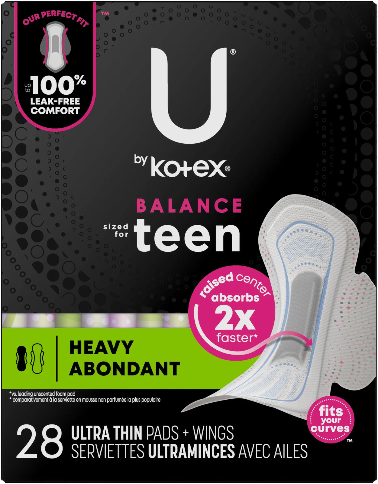 U by Kotex Supreme Ultrathin Heavy Teen Pads with Wings