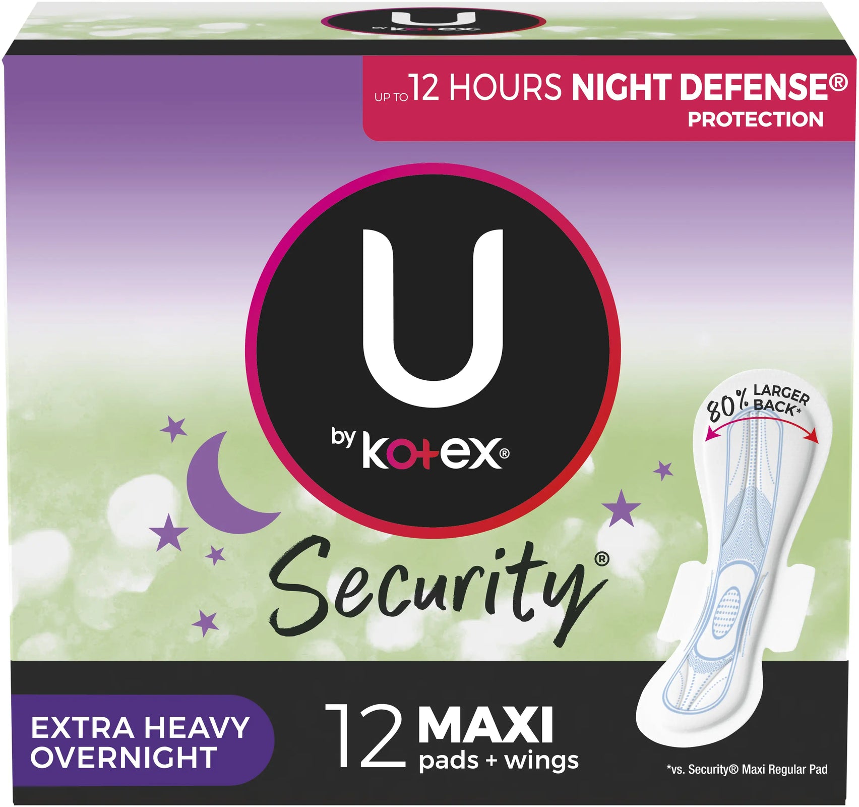 U by Kotex Premium Maxi Extra Heavy Overnight Pads with Wings