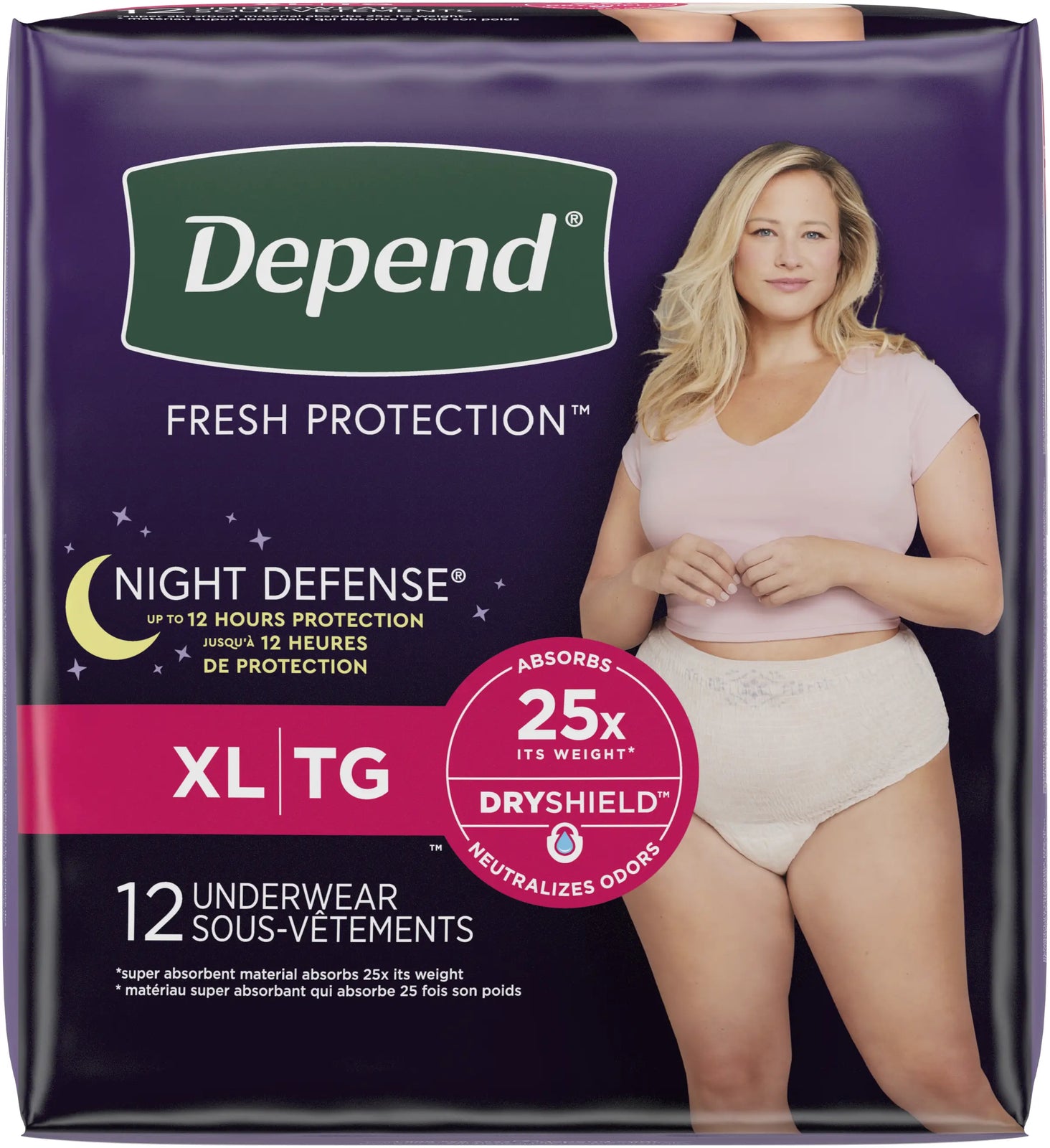 Depend Night Defense Overnight Underwear for Extra Large