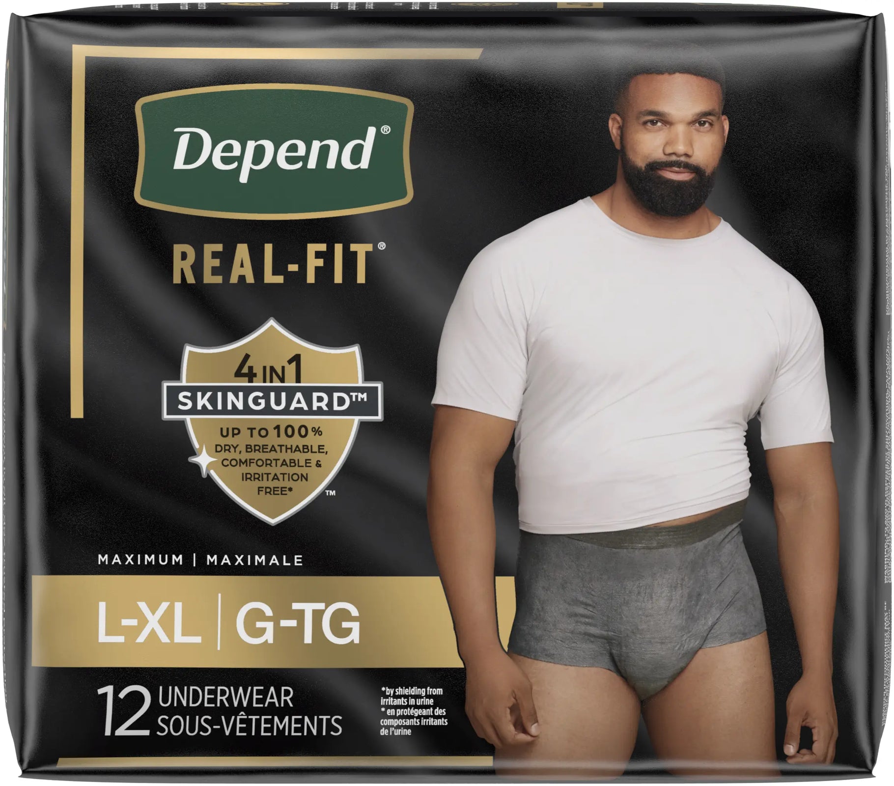 Depend Realfit Max Abs Men's Underwear, Grey, Large/X-Large