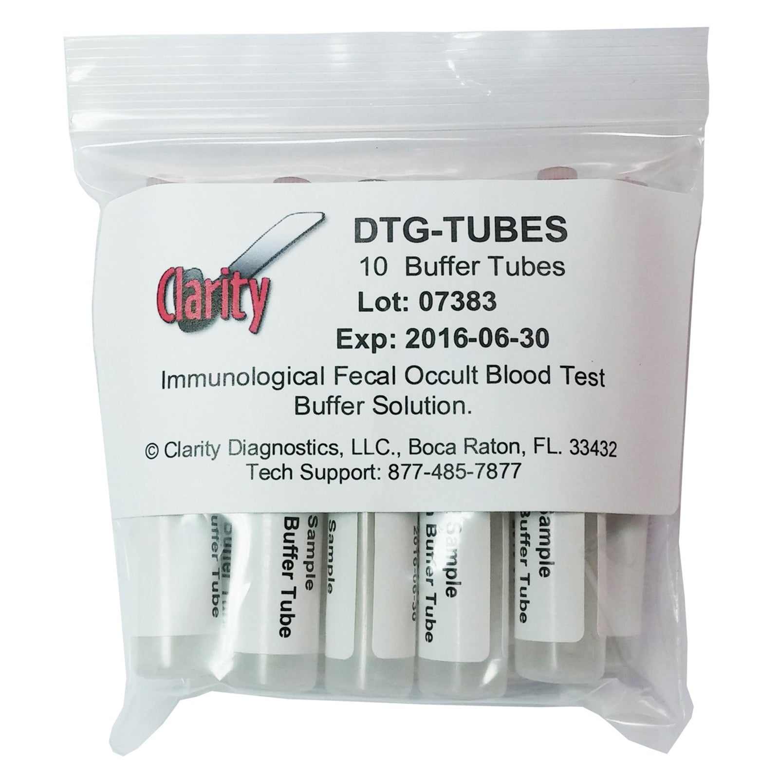 Clarity iFOBT Buffer Tubes, Pack of 10