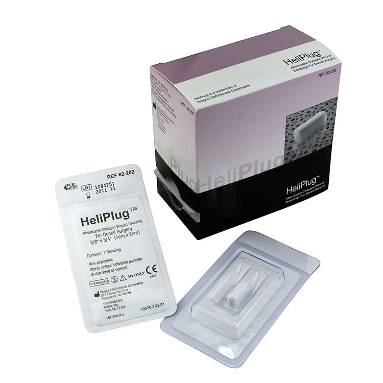 HeliPlug® Absorbable Collagen Dressing 3/8 x 3/4 Inch Cylindrical - Box of 10