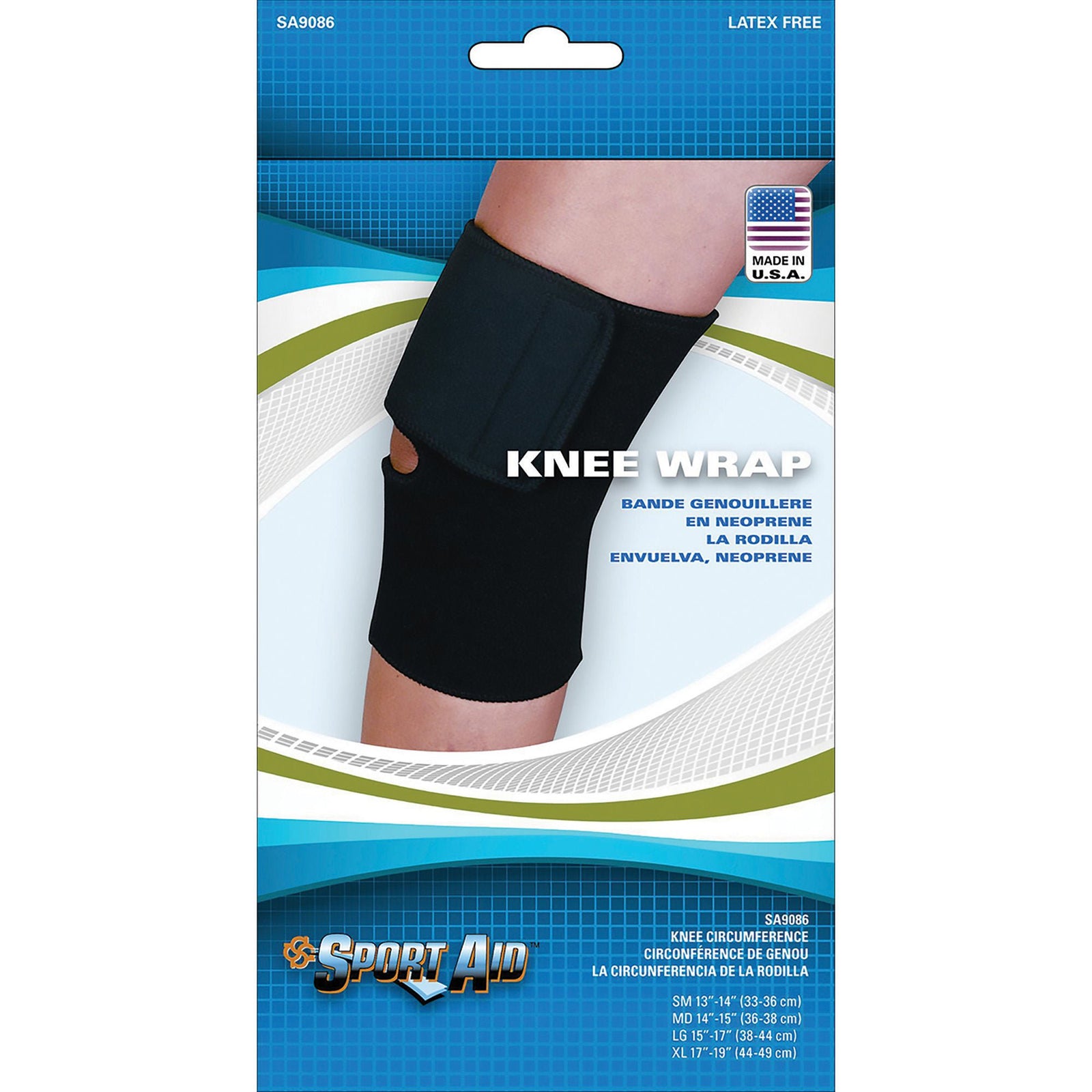 Sport Aid Neoprene Open Wrap Knee Sleeve, Black, Large